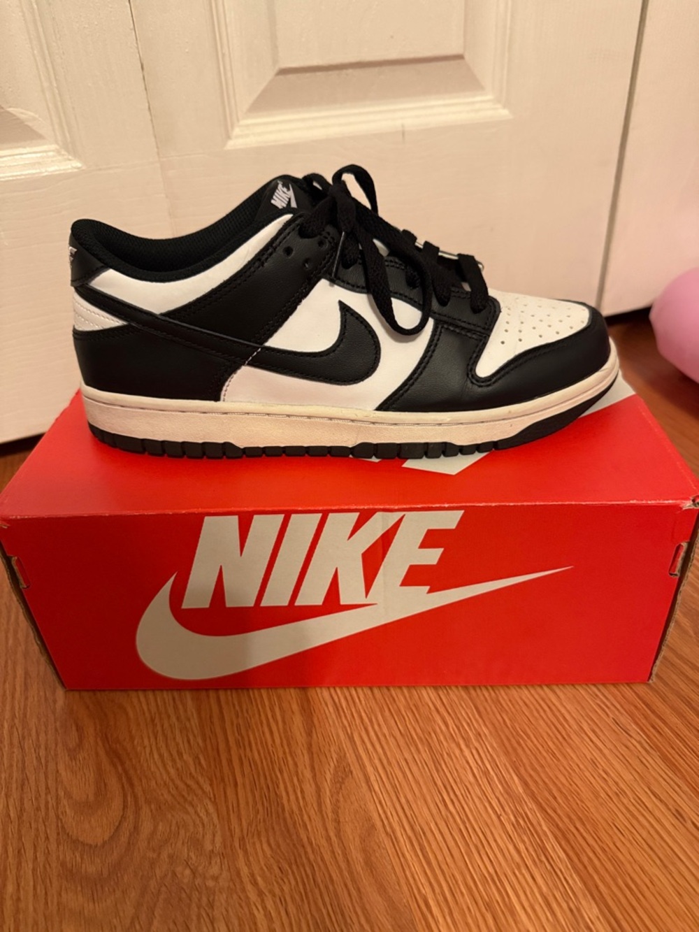 Nike Dunk Low Size 7Y Black and White Sneakers